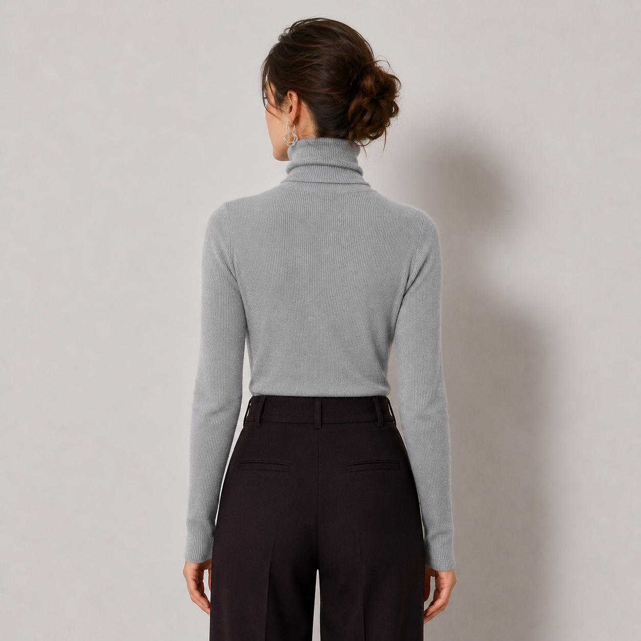 Women's Turtleneck Sweater Ribbed Knit Long Sleeve Slim Pullover Winter Top