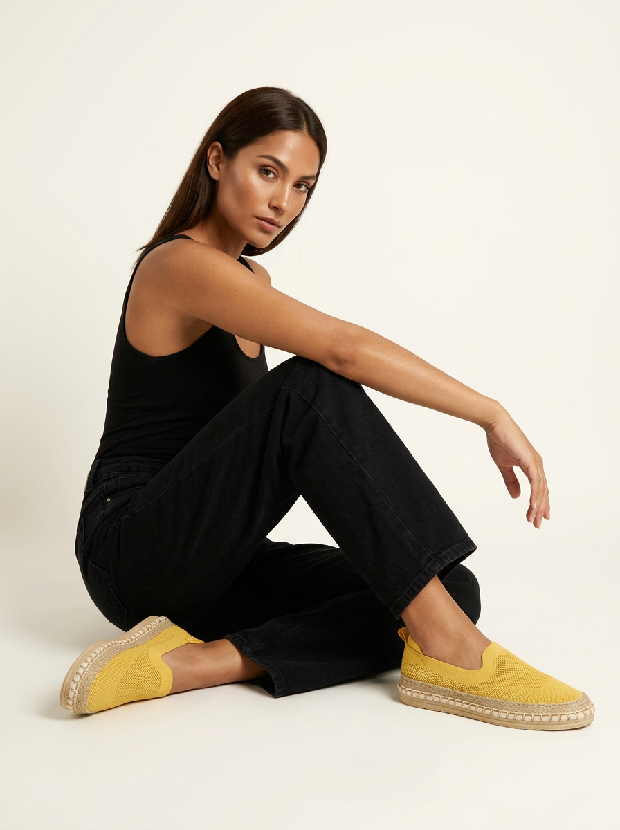 Women's Slip-On Espadrille Loafers Breathable Knit Flats Casual Shoes