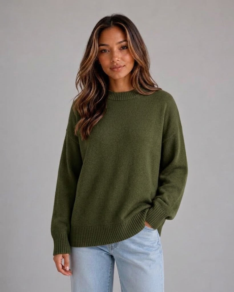 Women's Oversized Knit Jumper High Neck Longline Long Sleeve Relaxed Fit