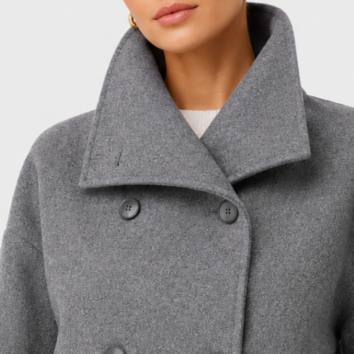 Women's Cropped Peacoat Double Breasted High Collar Wool Blend Winter Jacket