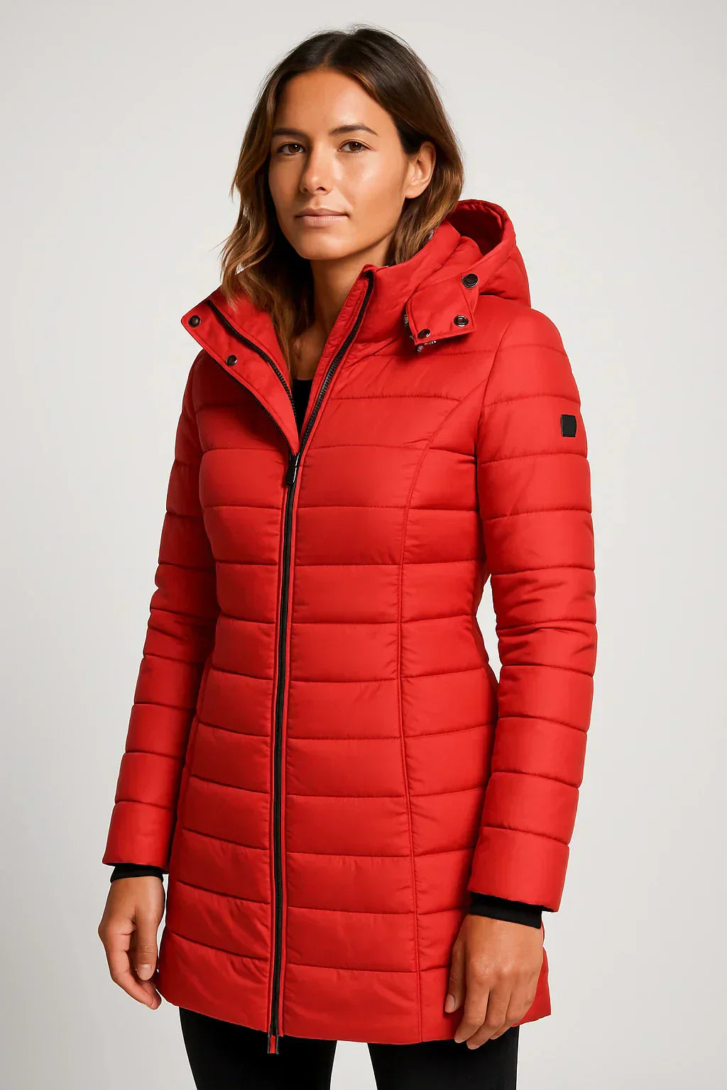 Women's Quilted Hooded Puffer Jacket for Outdoor Wear