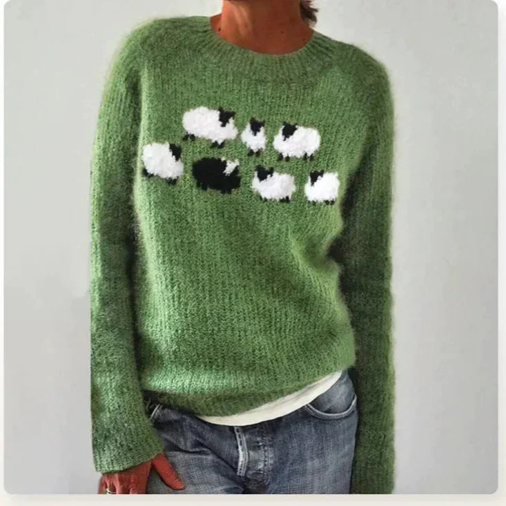 Women's Fair Isle Knit Sweater Boat Neck Long Sleeve Colorful Winter Pullover