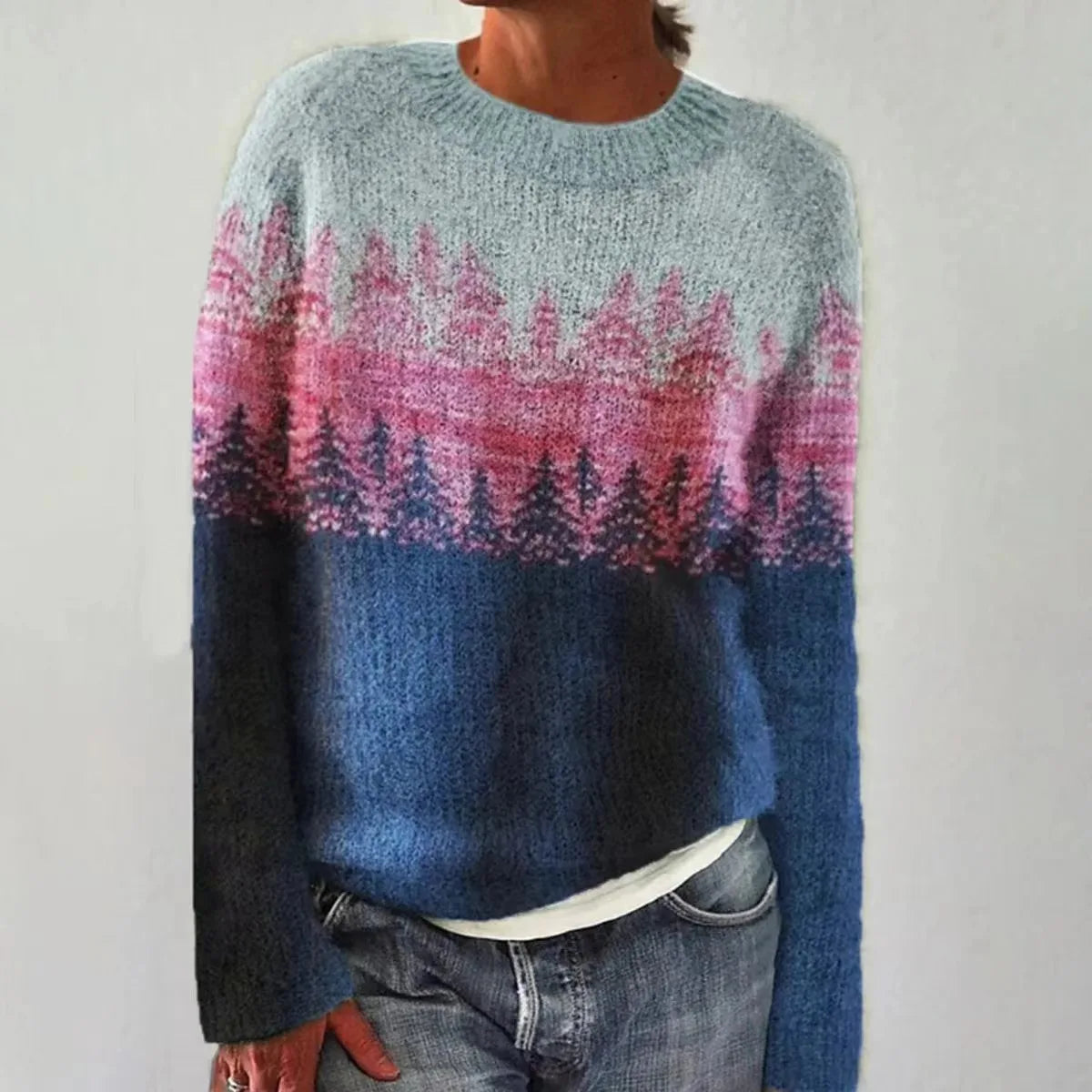 Women's Fair Isle Knit Sweater Boat Neck Long Sleeve Colorful Winter Pullover