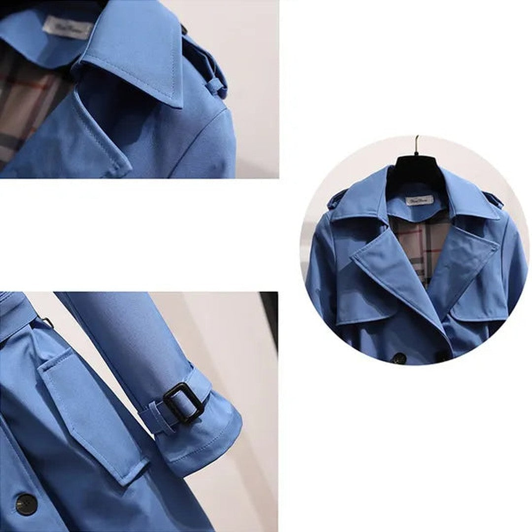 Women's Double-Breasted Trench Coat Belted Long Sleeve Lapel Winter Coat