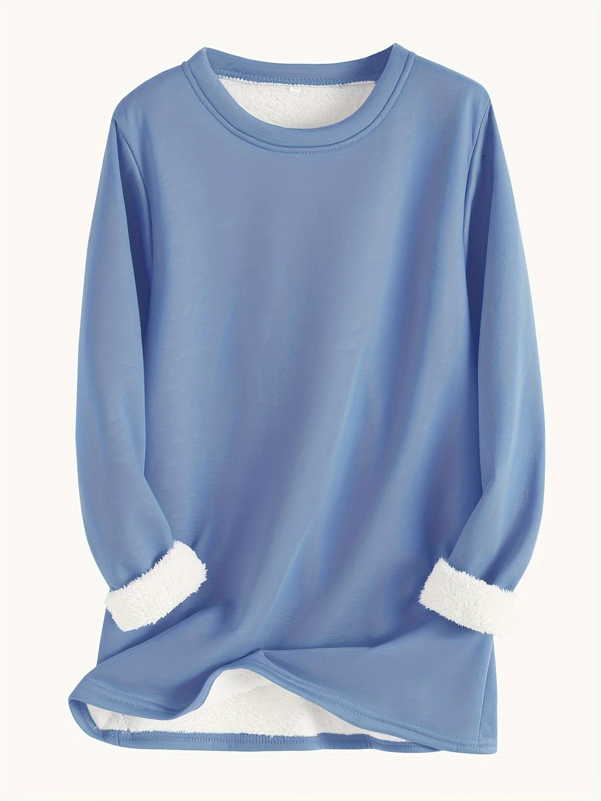 Women's Fleece-Lined Base Layer Set Round Neck Long Sleeve Top Drawstring Joggers Casual