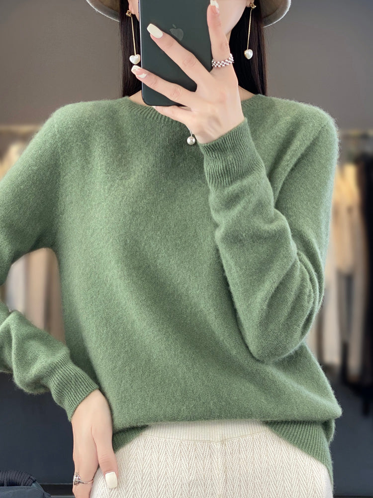 Women's Crewneck Sweater Long Sleeve Ribbed Knit Pullover Casual Winter Top