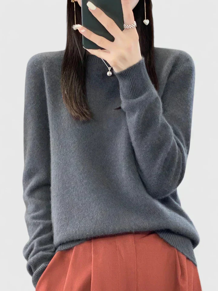 Women's Crewneck Sweater Long Sleeve Ribbed Knit Pullover Casual Winter Top