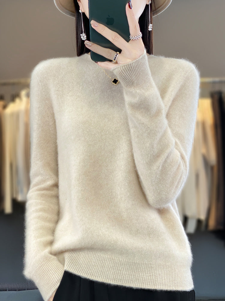 Women's Crewneck Sweater Long Sleeve Ribbed Knit Pullover Casual Winter Top