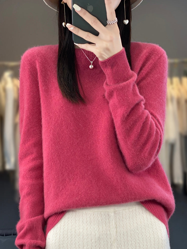 Women's Crewneck Sweater Long Sleeve Ribbed Knit Pullover Casual Winter Top