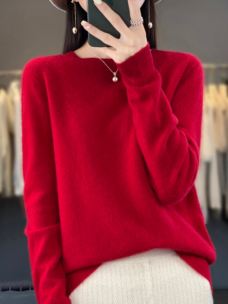 Women's Crewneck Sweater Long Sleeve Ribbed Knit Pullover Casual Winter Top