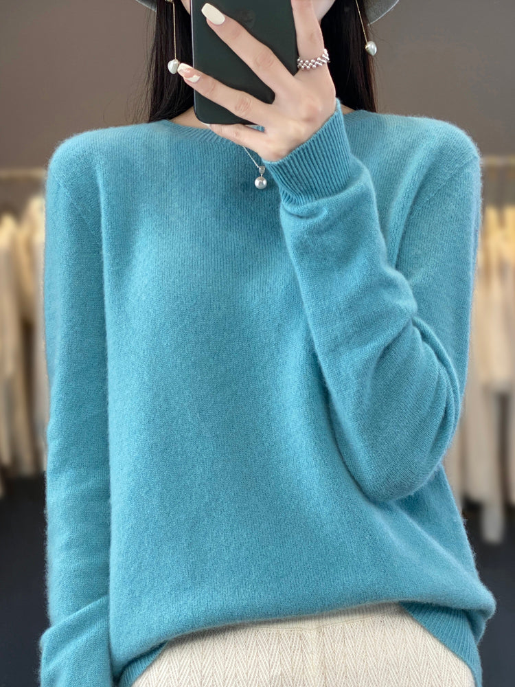 Women's Crewneck Sweater Long Sleeve Ribbed Knit Pullover Casual Winter Top
