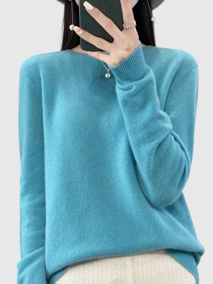 Women's Crewneck Sweater Long Sleeve Ribbed Knit Pullover Casual Winter Top