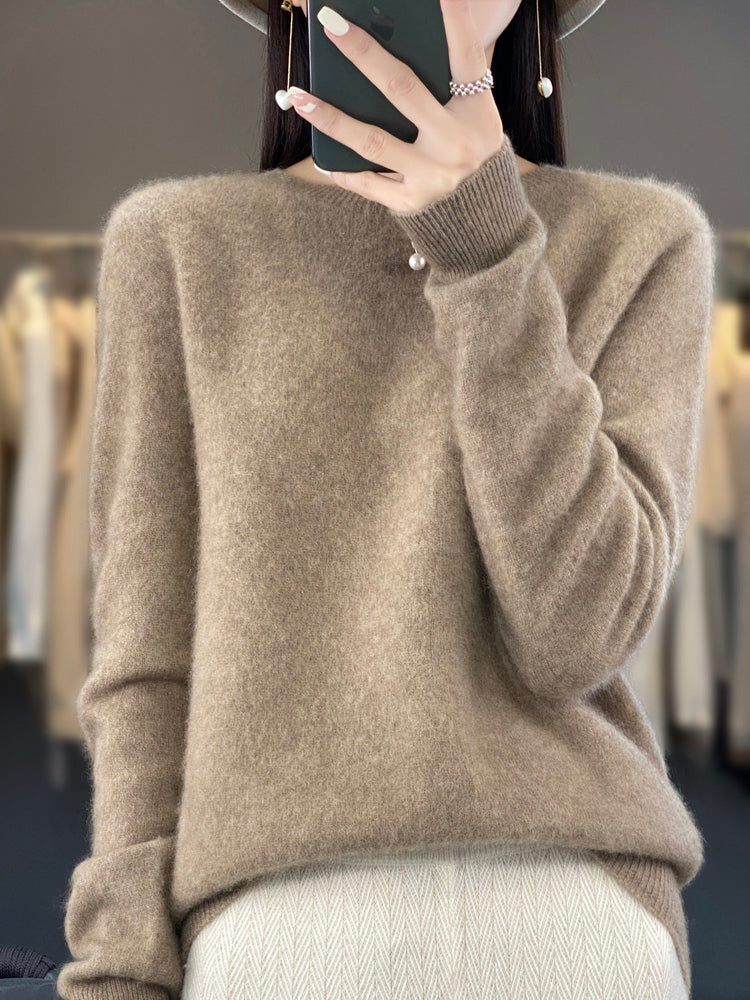 Women's Crewneck Sweater Long Sleeve Ribbed Knit Pullover Casual Winter Top