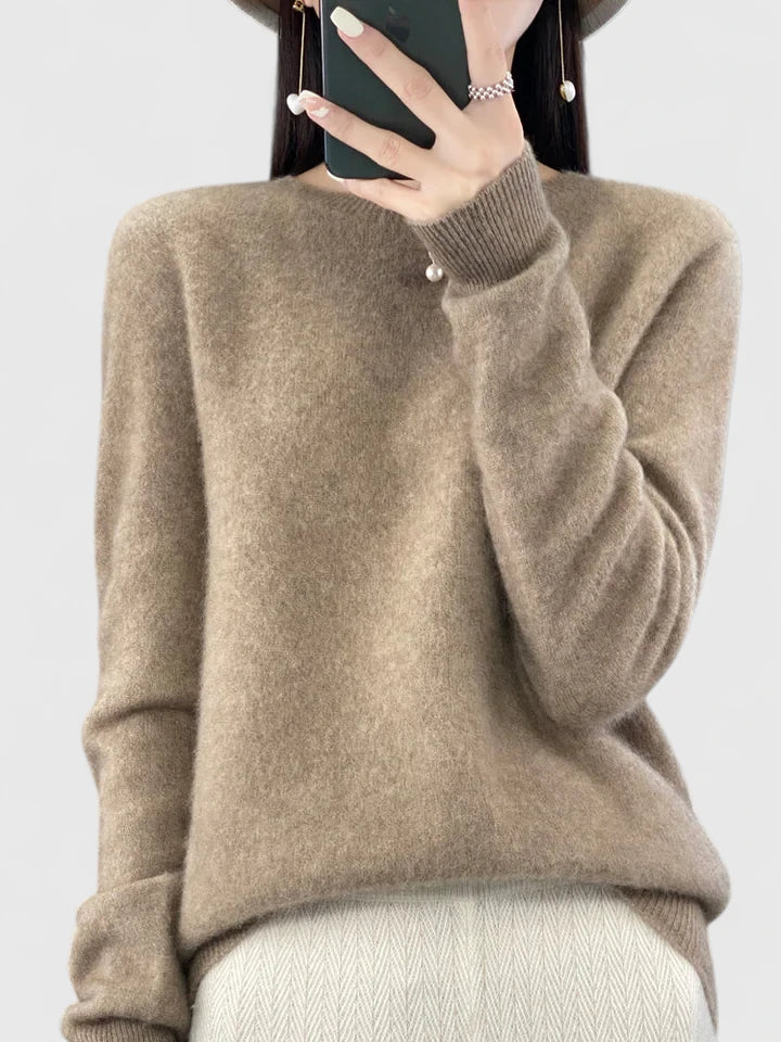 Women's Crewneck Sweater Long Sleeve Ribbed Knit Pullover Casual Winter Top