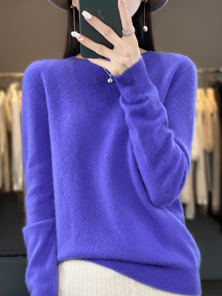 Women's Crewneck Sweater Long Sleeve Ribbed Knit Pullover Casual Winter Top