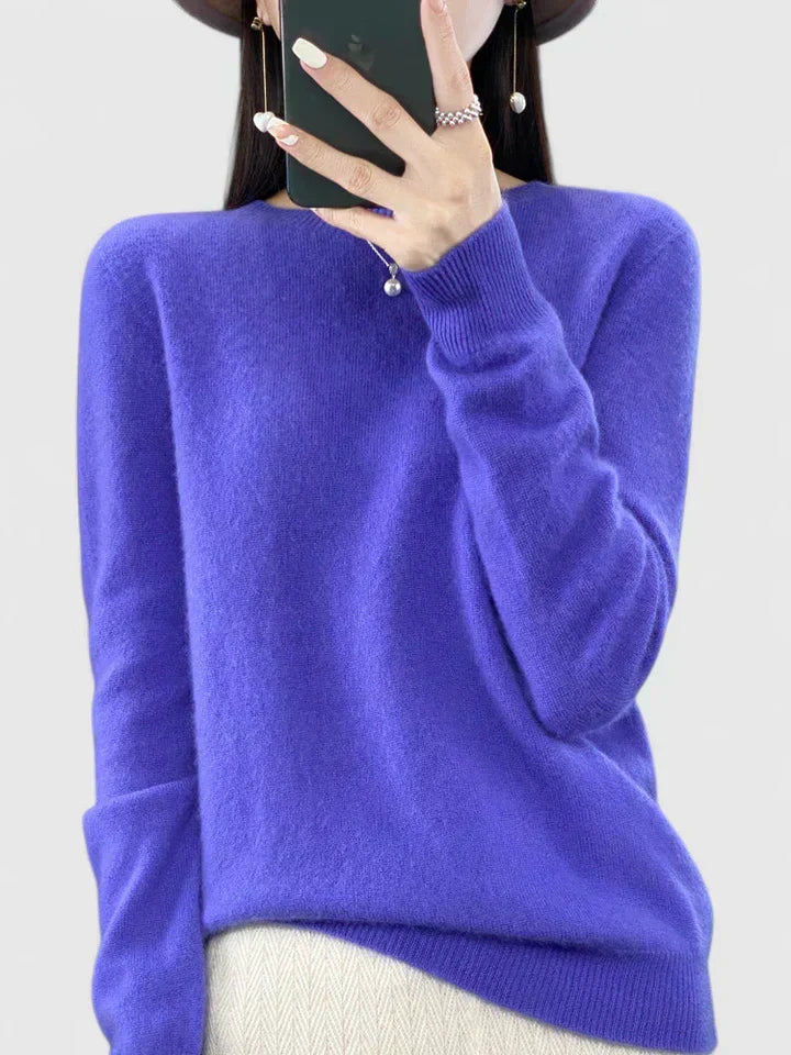 Women's Crewneck Sweater Long Sleeve Ribbed Knit Pullover Casual Winter Top