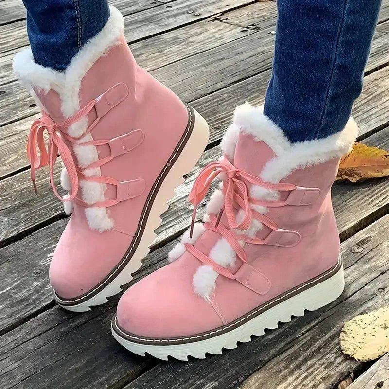 ArcticBloom | Women's Lace-Up Faux Fur Winter Boot