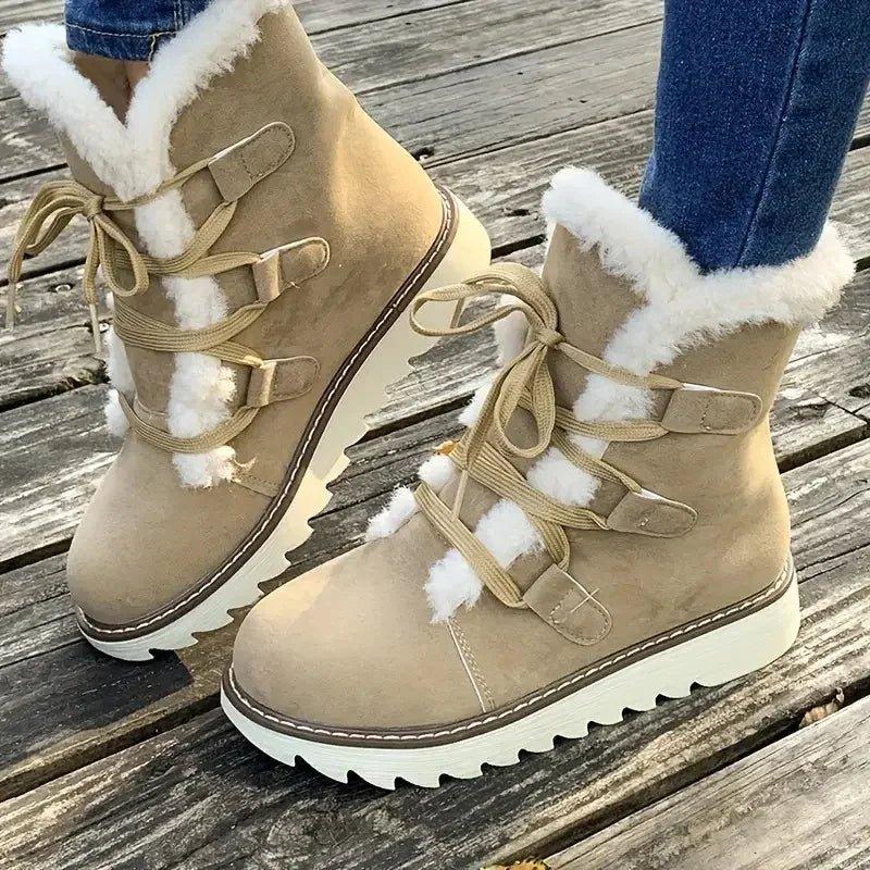 ArcticBloom | Women's Lace-Up Faux Fur Winter Boot