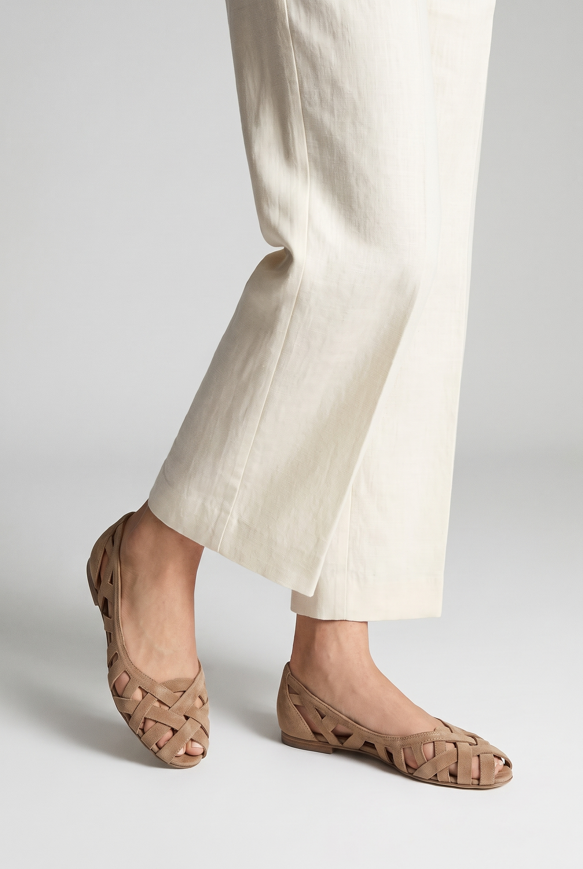 Women's Woven Peep Toe Flats Fisherman Cage Cutout Casual Ballet Shoes