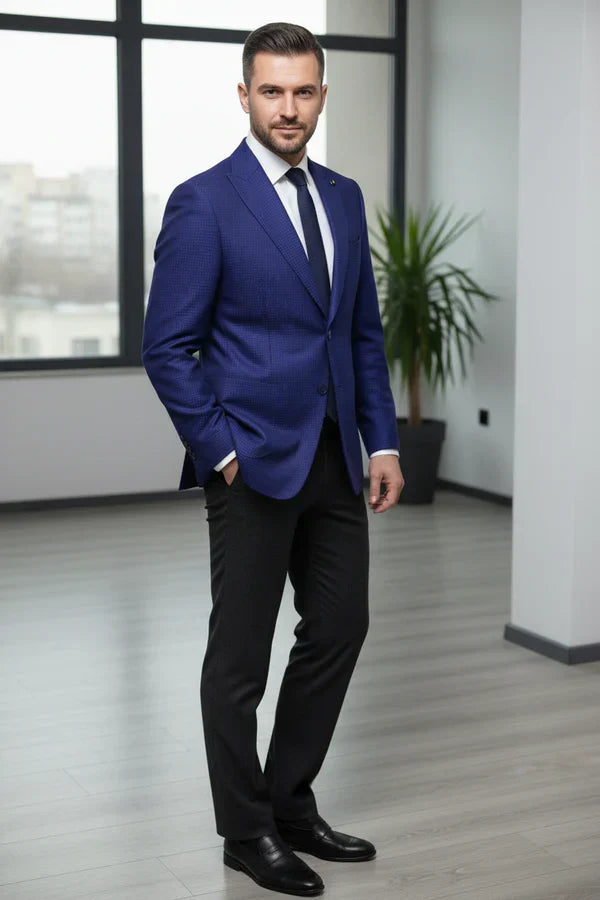 The Henderson Men's Smart Slim Fit Business Blazer - Navy Blue