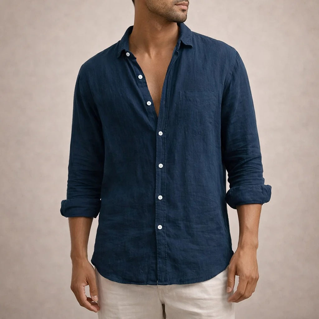 The Sardinia Men's Casual Linen Button Up Shirt