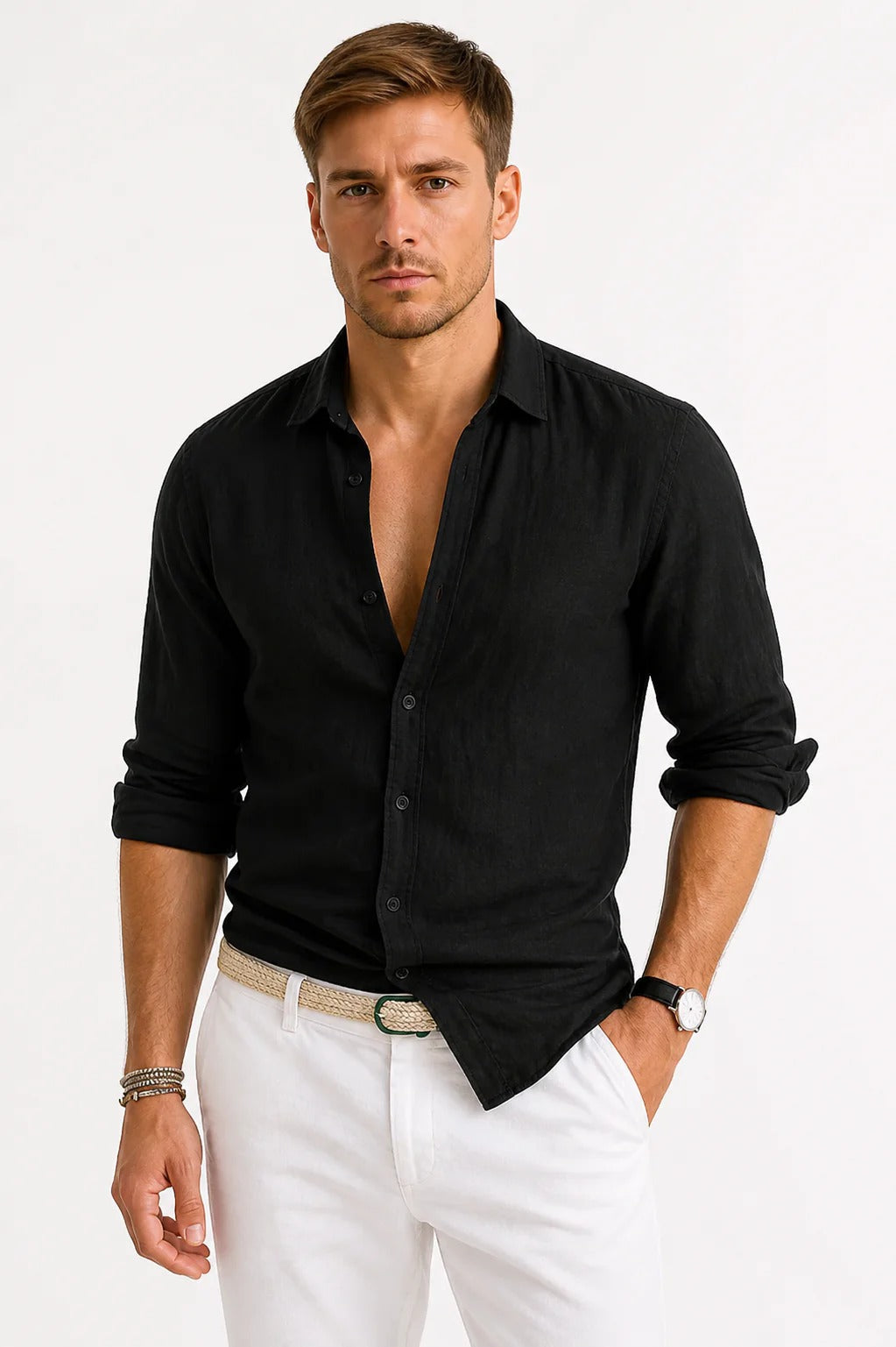 The Montepulciano Men's Breathable Linen Button Down Shirt