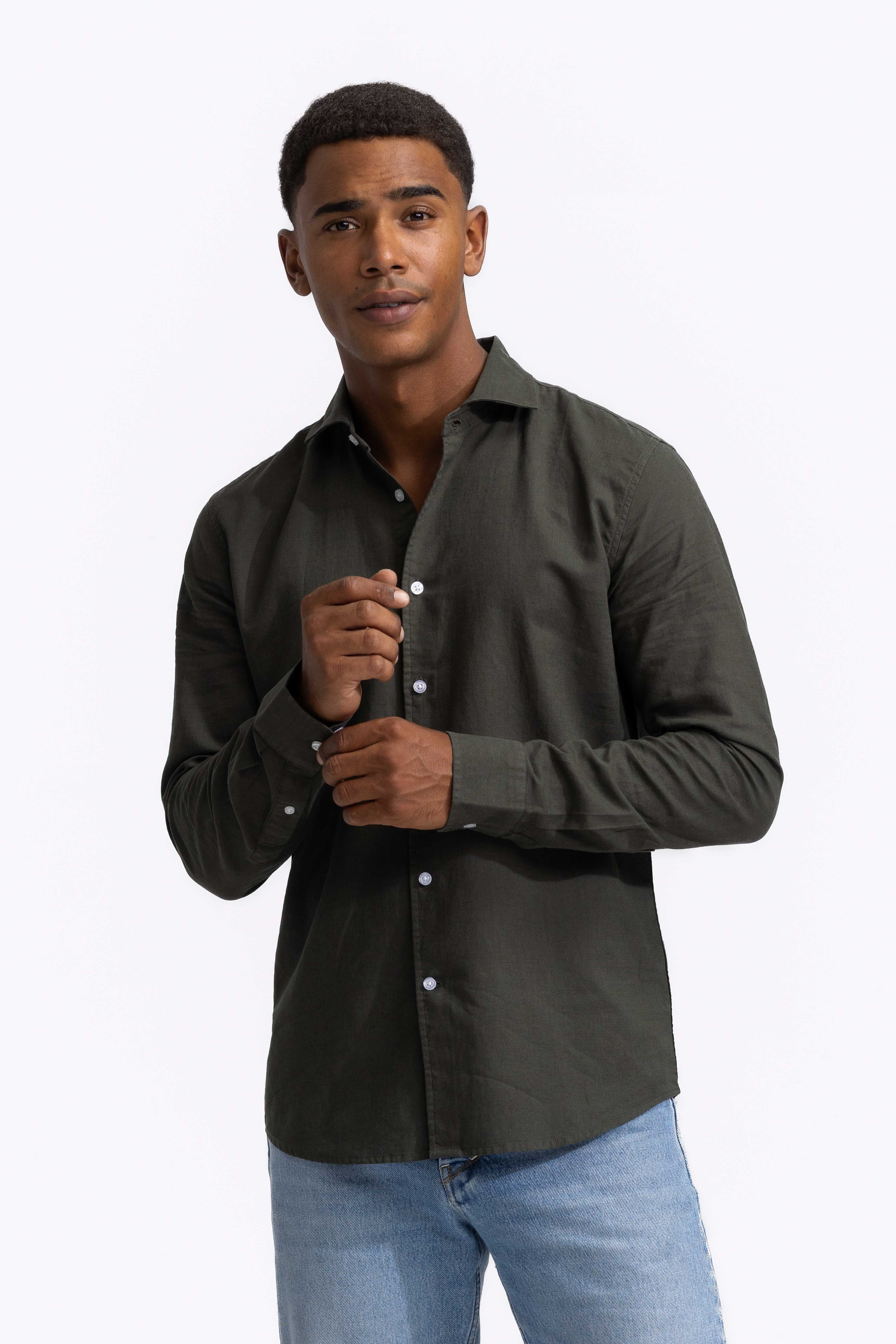 The Bellagio Men's Casual Linen Button Down Shirt