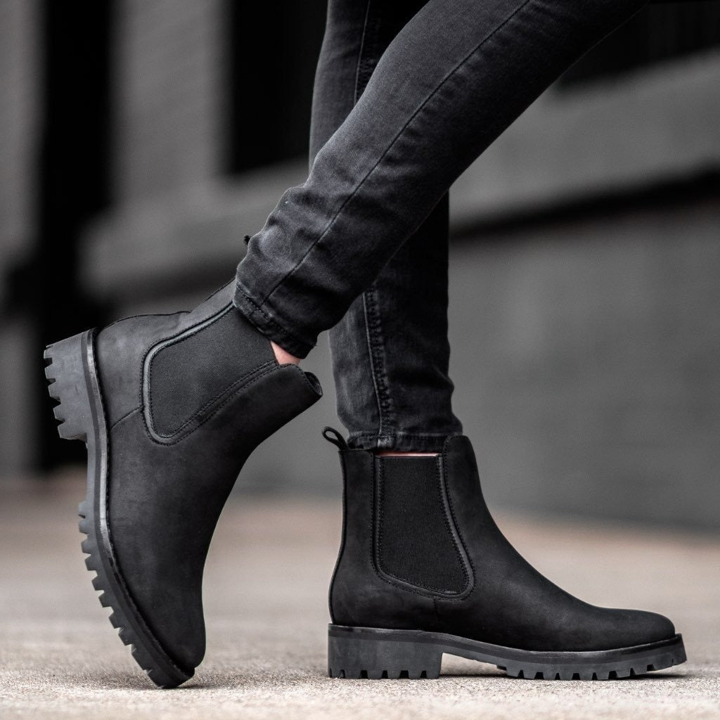 Women's Chelsea Boots Lug Sole – Slip-On Ankle Boots Winter Casual