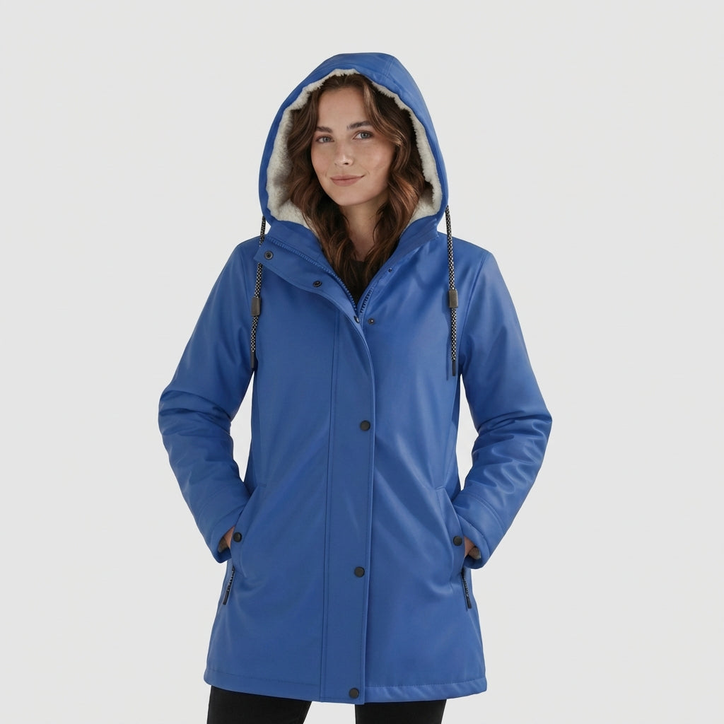 Women's Sherpa-Lined Hooded Parka Jacket Fleece Winter Coat