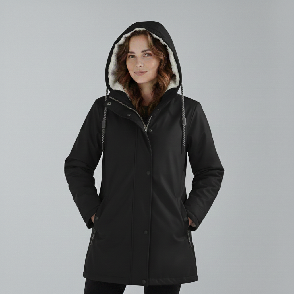 Women's Sherpa-Lined Hooded Parka Jacket Fleece Winter Coat