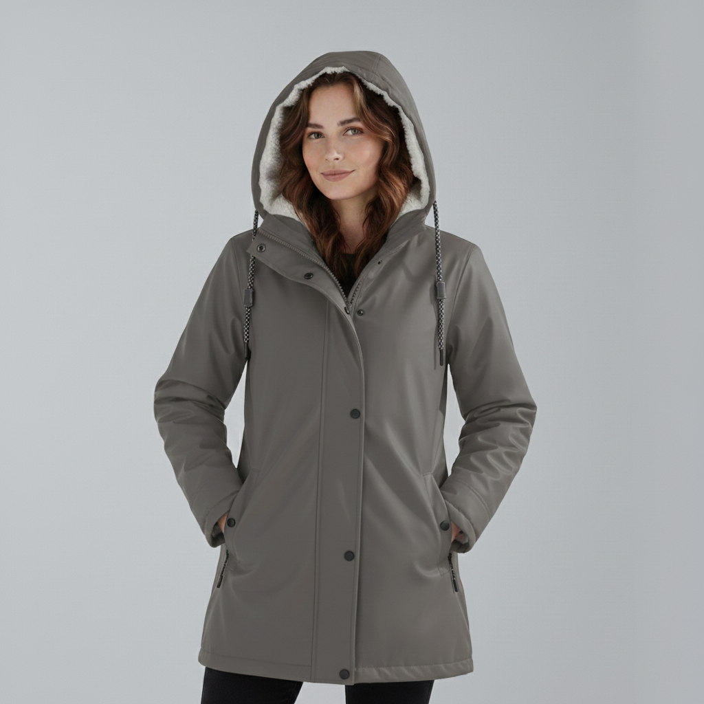 Women's Sherpa-Lined Hooded Parka Jacket Fleece Winter Coat
