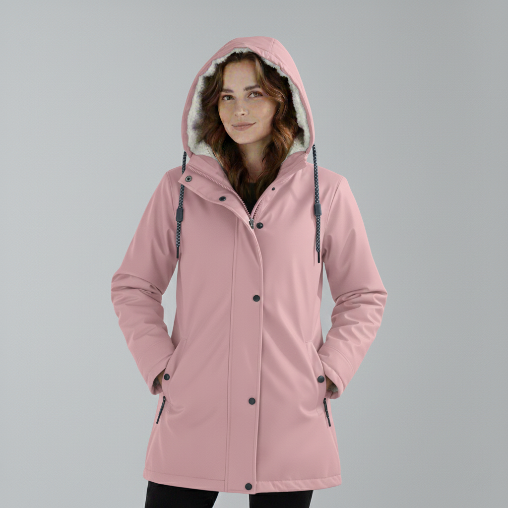 Women's Sherpa-Lined Hooded Parka Jacket Fleece Winter Coat
