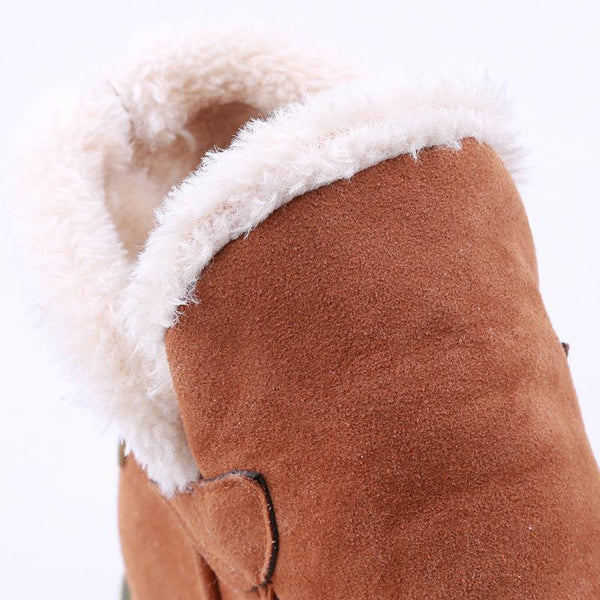 Women's Fur Lined Ankle Snow Boots Slip-On Chunky Platform Sole Winter