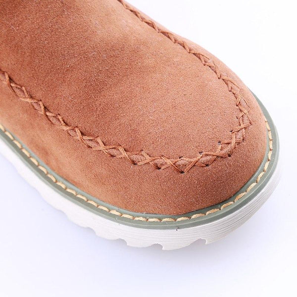 Women's Fur Lined Ankle Snow Boots Slip-On Chunky Platform Sole Winter