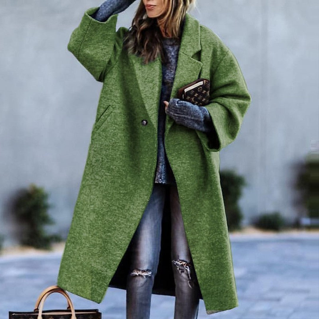 Women's Oversized Long Winter Coat Notch Lapel Multicolor Plaid
