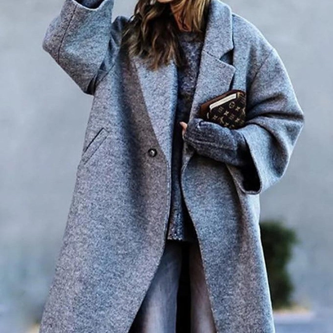 Women's Oversized Long Winter Coat Notch Lapel Multicolor Plaid