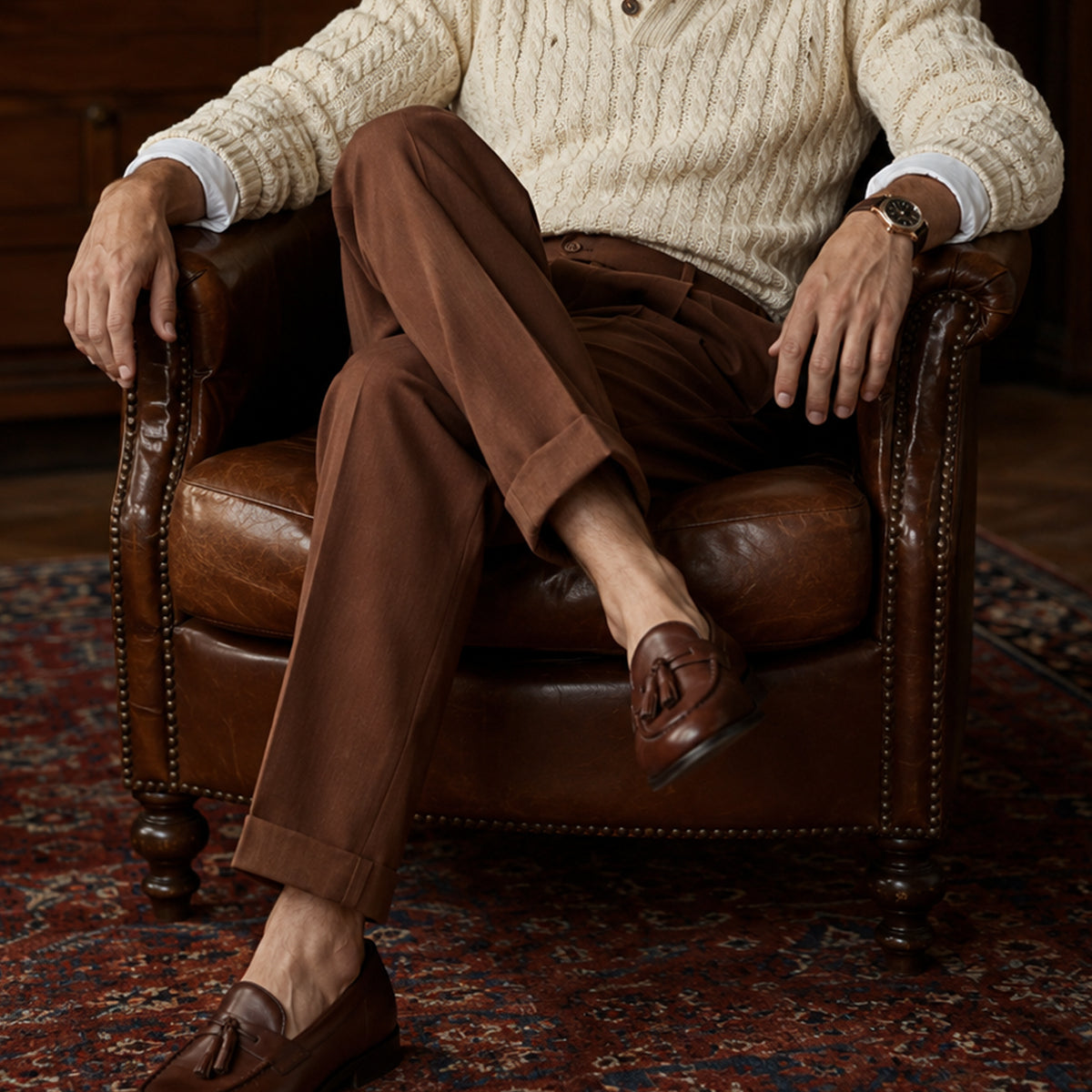 The Riva Garda Men’s High Waist Double Pleated Pants