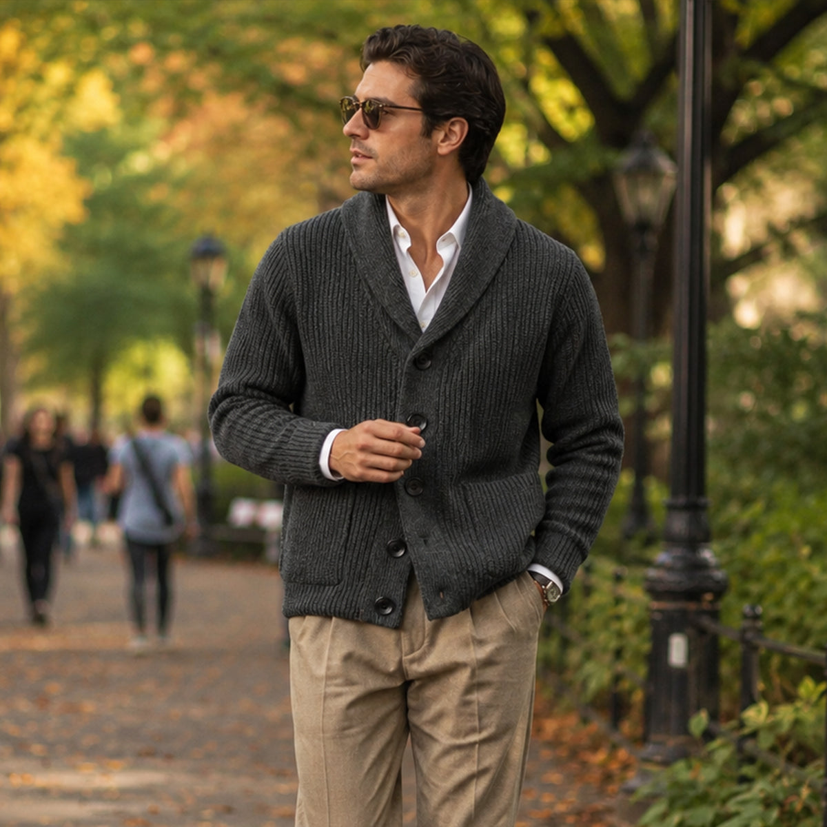 The Bardolino Men's Shawl Collar Knit Button Up Wool Cardigan