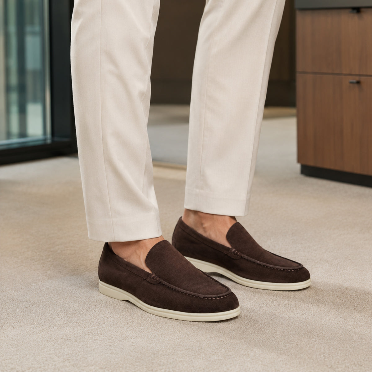 The Hepburn Men’s Casual Suede Loafers with Rubber Sole