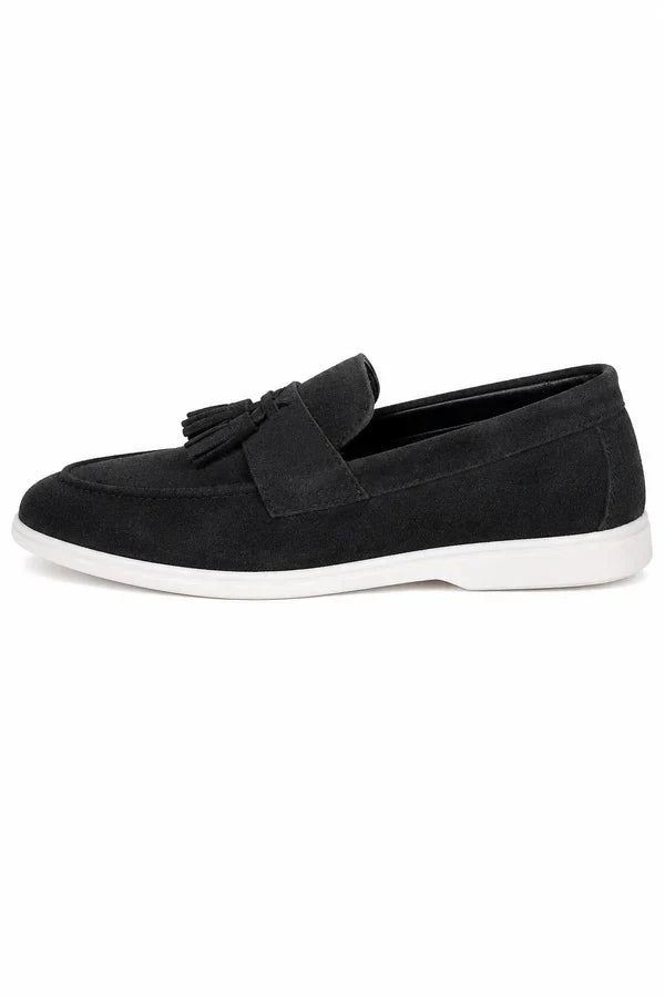 The Prescott Men's Suede Tassel Slip On Loafers - Black