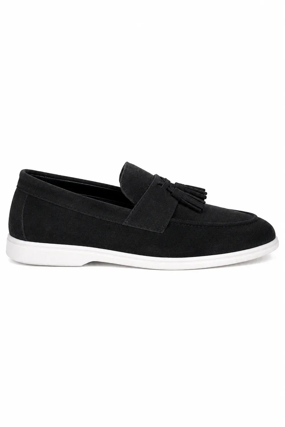The Prescott Men's Suede Tassel Slip On Loafers - Black