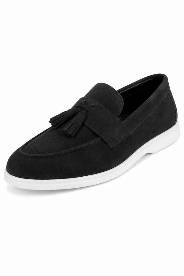 The Prescott Men's Suede Tassel Slip On Loafers - Black