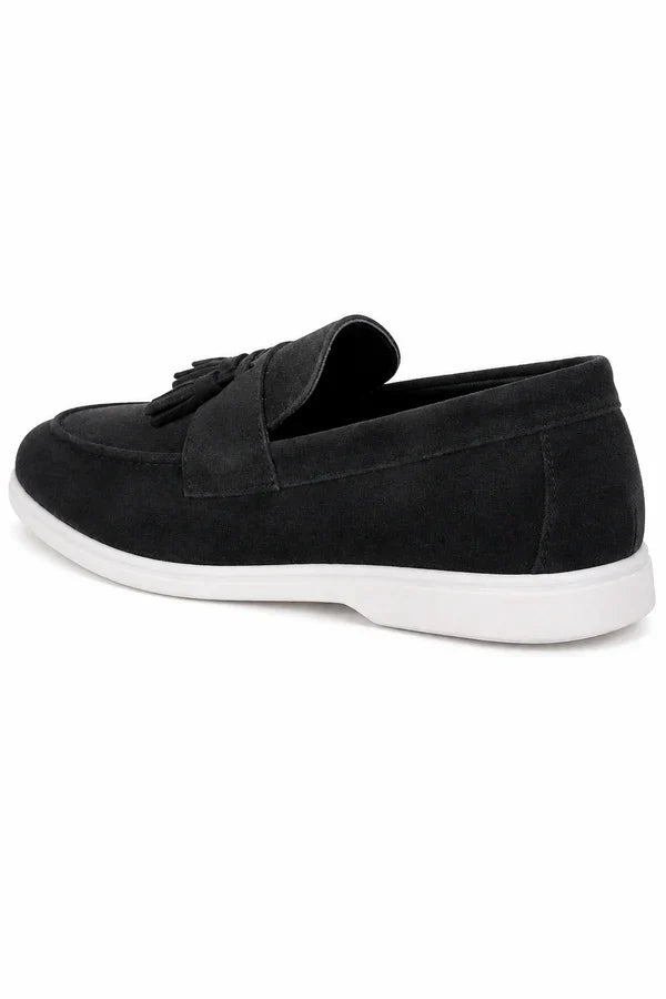 The Prescott Men's Suede Tassel Slip On Loafers - Black