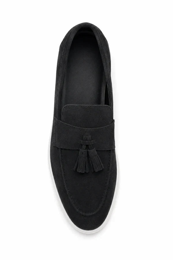 The Prescott Men's Suede Tassel Slip On Loafers - Black