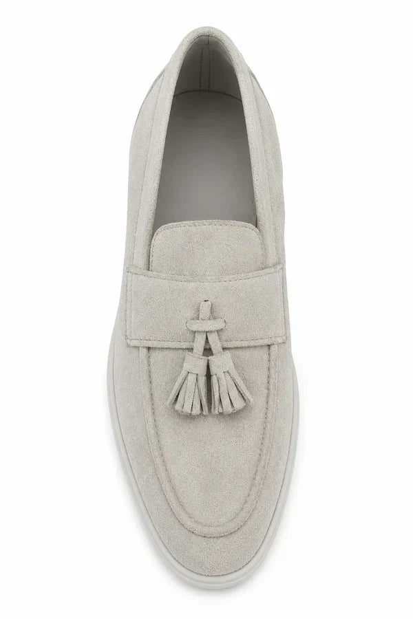 The Prescott Men's Suede Tassel Slip On Loafers - Gray