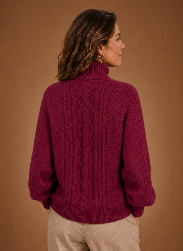 Women's Cable Knit Turtleneck Sweater Long Sleeve Winter Pullover