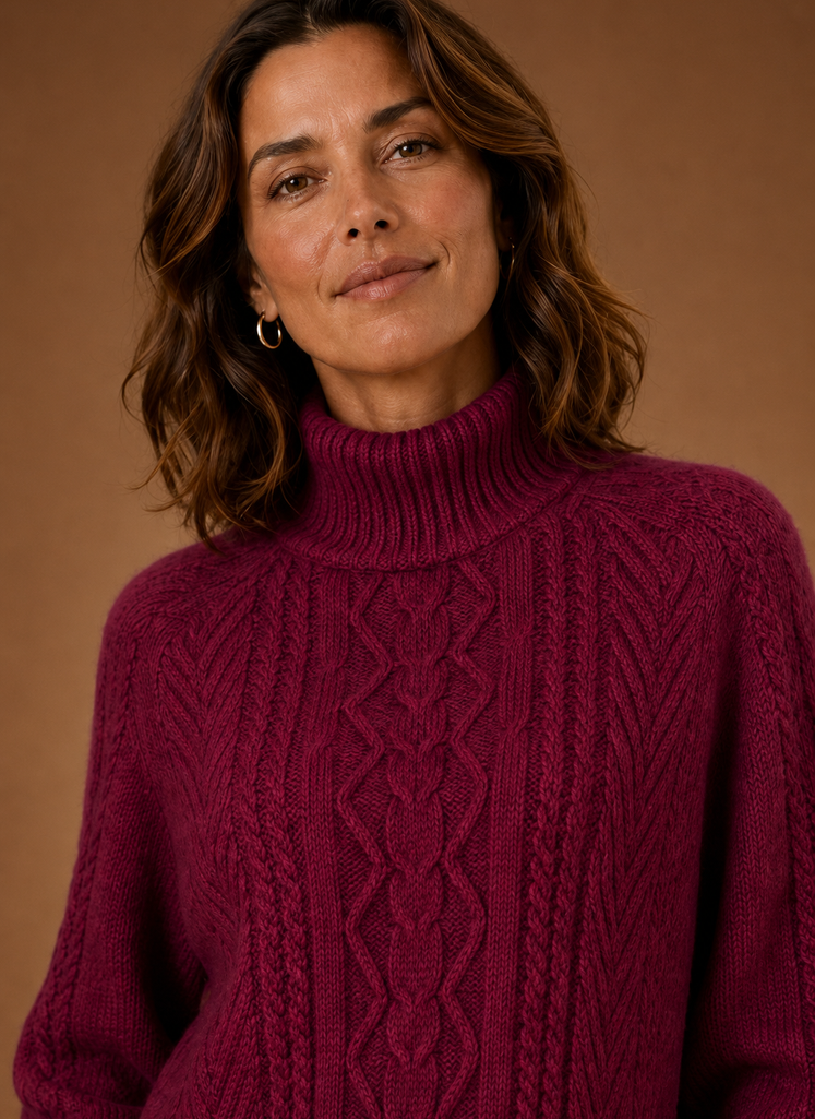 Women's Cable Knit Turtleneck Sweater Long Sleeve Winter Pullover