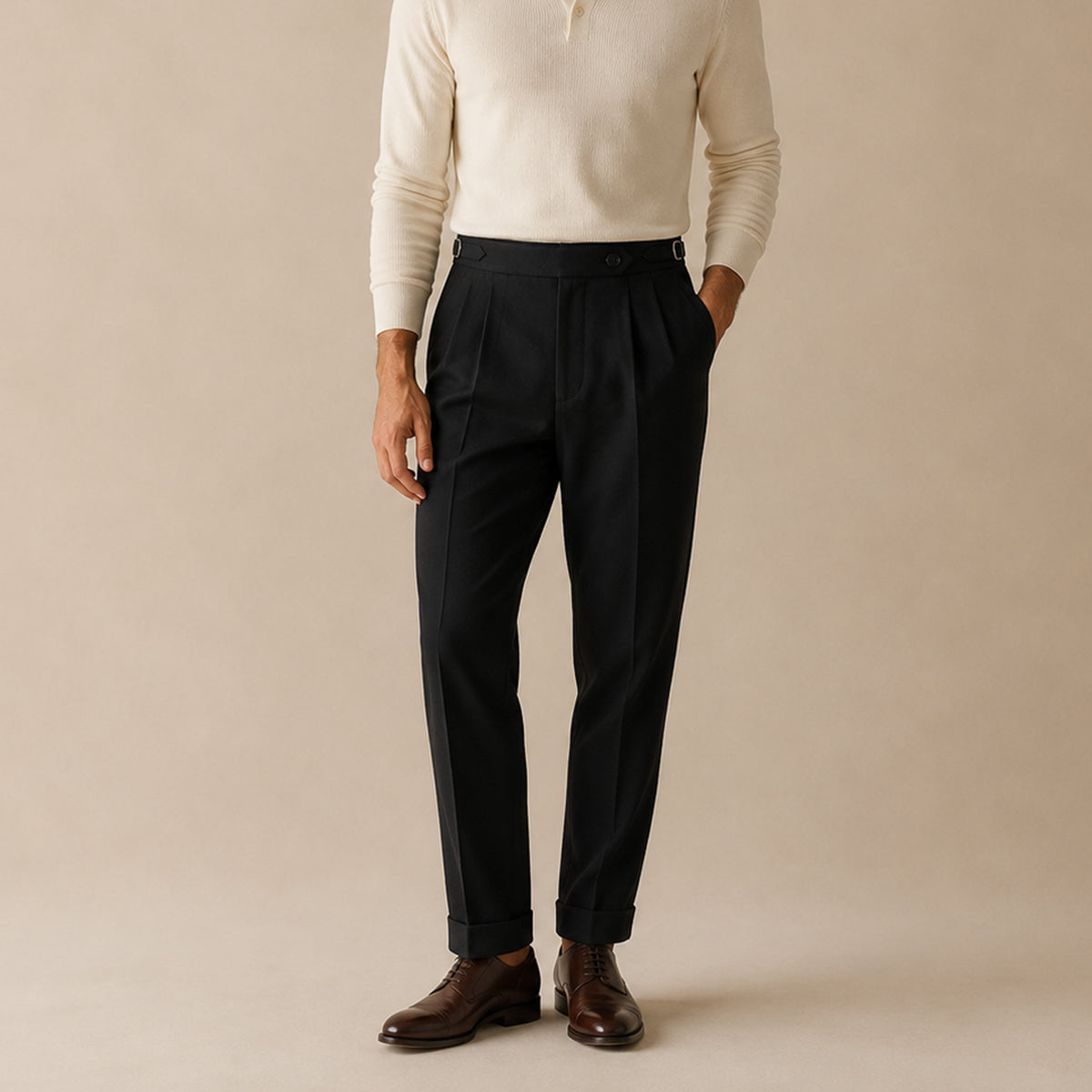 The Riva Garda Men’s High Waist Double Pleated Pants