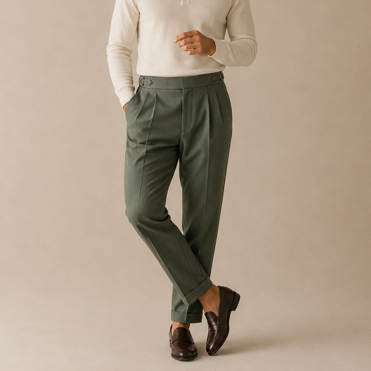 The Riva Garda Men’s High Waist Double Pleated Pants