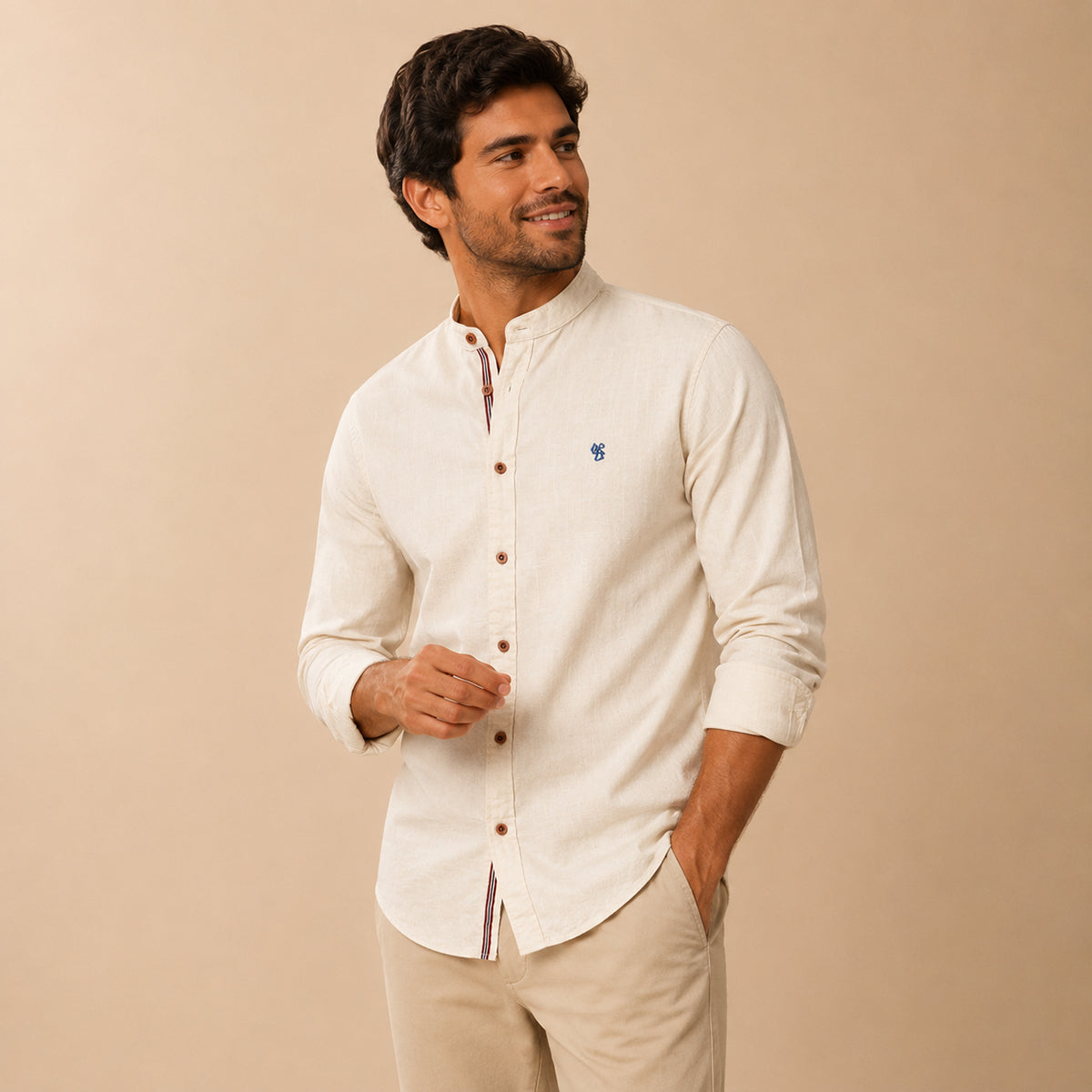 The Biella Men’s Mandarin Collar Smart Casual Button Shirt
